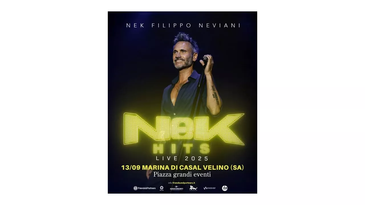 Grande evento musicale in Piazza Grandi Eventi di Marina di Casal Velino - NEK in concerto il 13 settembre 2025.